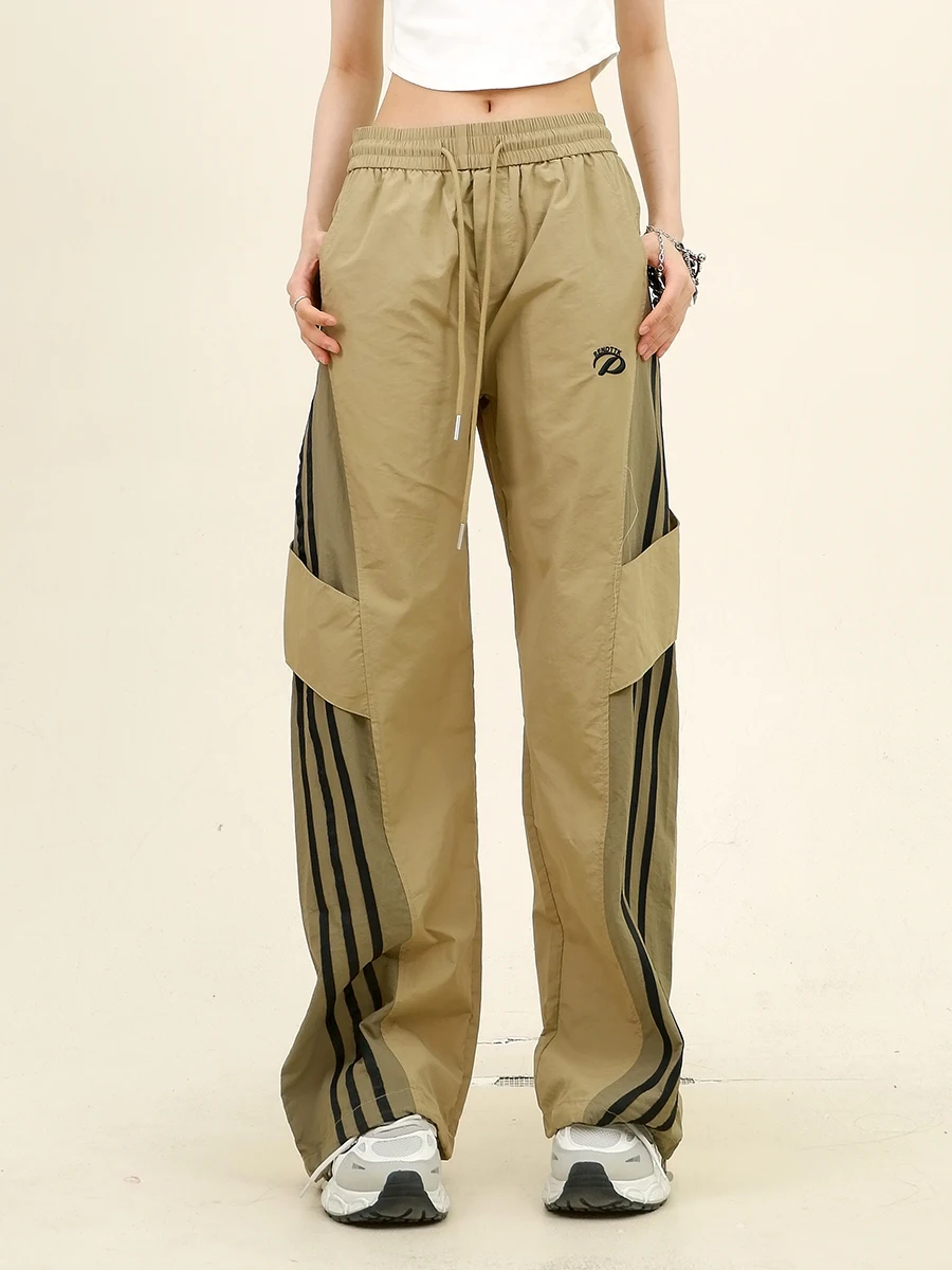 Контрастные полосатые повседневные штаны для инструментов женские Новинка Лето