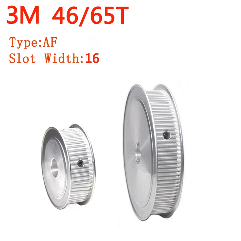

3M46T 3M65T AF Type Aluminum Alloy Synchronous Wheel Timing Belt Pulley Bore 6-40mm Slot Width 16mm Flat on Both Sides