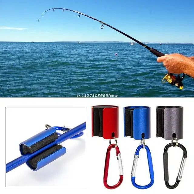 Portable Fishing Rod Clip Light Weight Rod Holder Clip Hanging Rod w/  Keychain Clip Wearable Rod Holder Fish Pole Stand