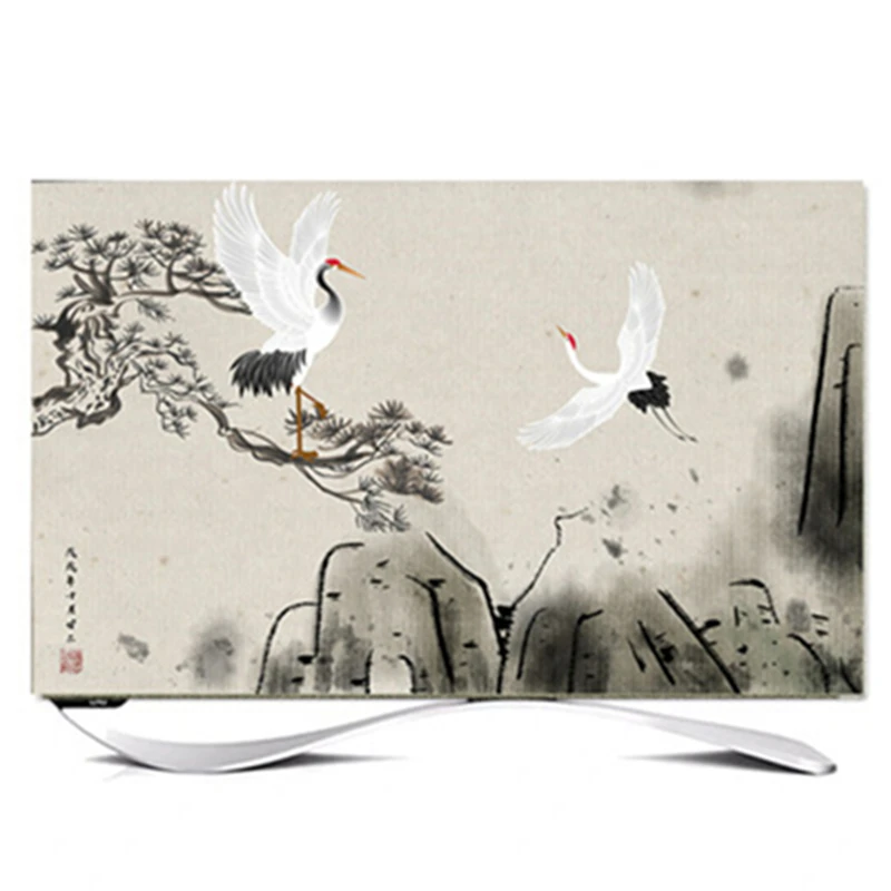 

На заказ 32 " - 85" дюймов декоративная крышка капюшона для экрана LCD TV PC цветочный лист птицы Павлин Фламинго зеленый синий желтый красный белы...