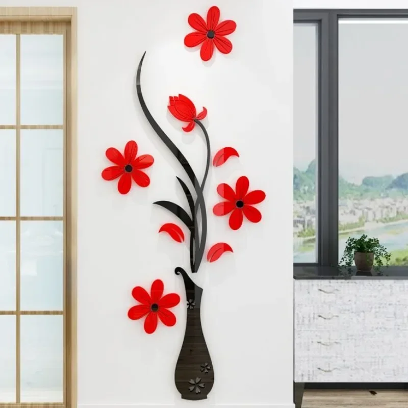 Роскошные акриловые вазы 3D наклейки на стену сделай сам мультяшный цветочный фон