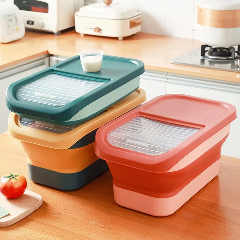 

UB 13 LB Collapsible Cat Dog Food Storage Container Folding Pet Food Container With Lids Sealing Box kitchen Grain Storage Boxes