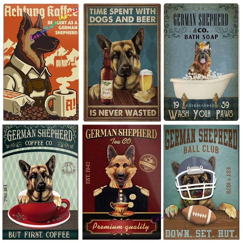 

Винтажная собака, металлический жестяной знак, немецкий овчаг, Co., мыло для мытья лап, плакат, ванная комната, туалет, домашнее искусство, Нас...