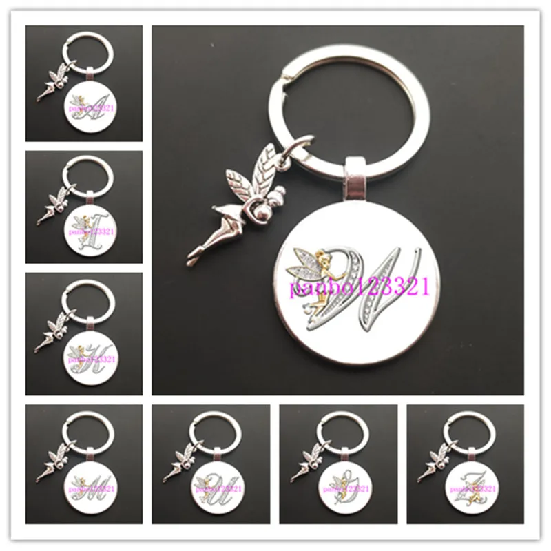 26 дюймов английские буквы стеклянный круглый брелок для ключей кольцо с