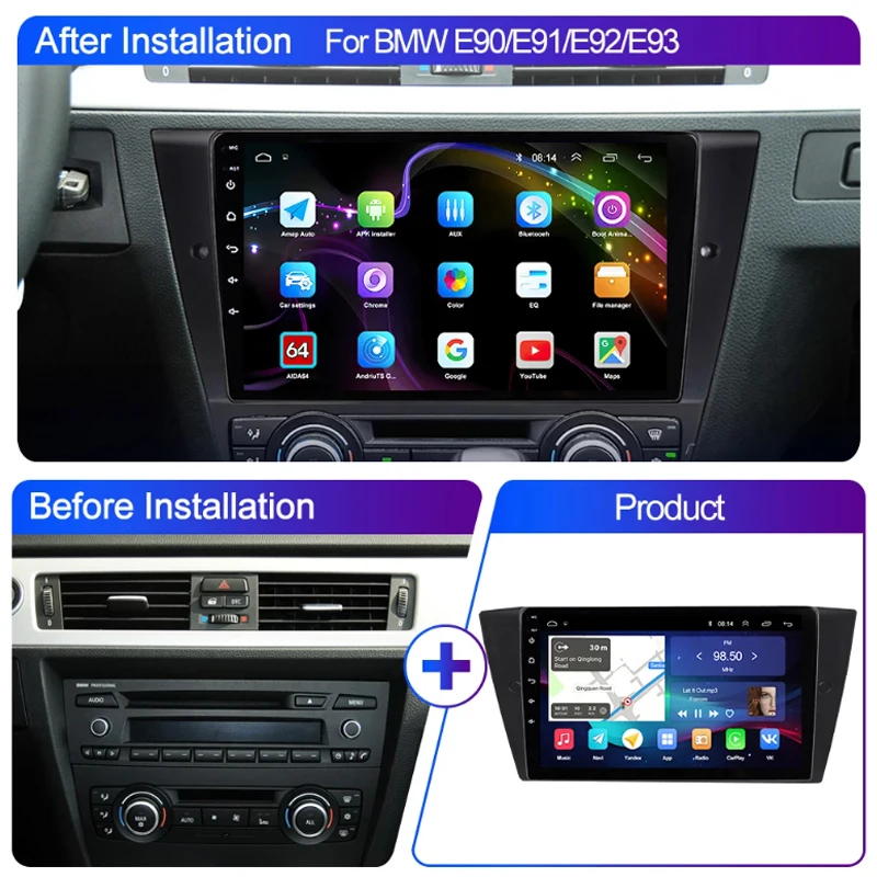Автомобильный мультимедийный плеер Pston на Android 11 0 для BMW 3 серии E90 E91 E92 E93 Carplay авто