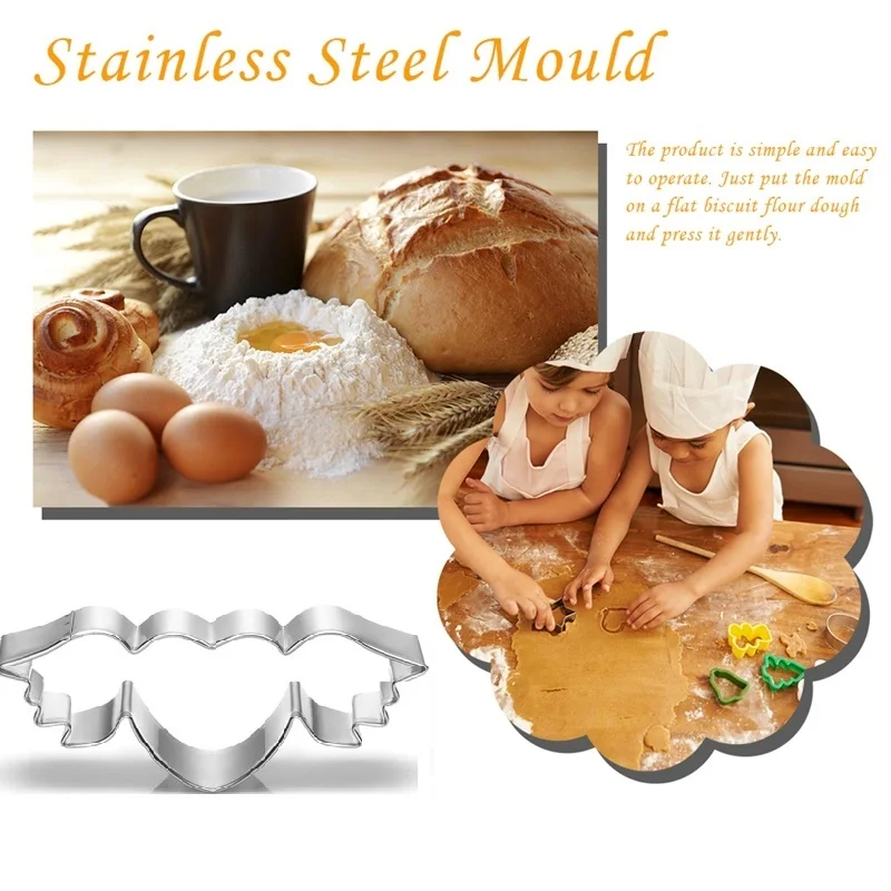 

Angel wings fondant cookie mould Heart shaped stainless steel cookie mould Cake decoration DIY cartoon cutter baking tools