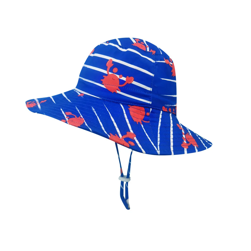 

Sun Hat Boy Kid Summer Beach Accessory Wide Brim UV Protection Blue Holiday Cap For Girl Baby Toddlers Swimming