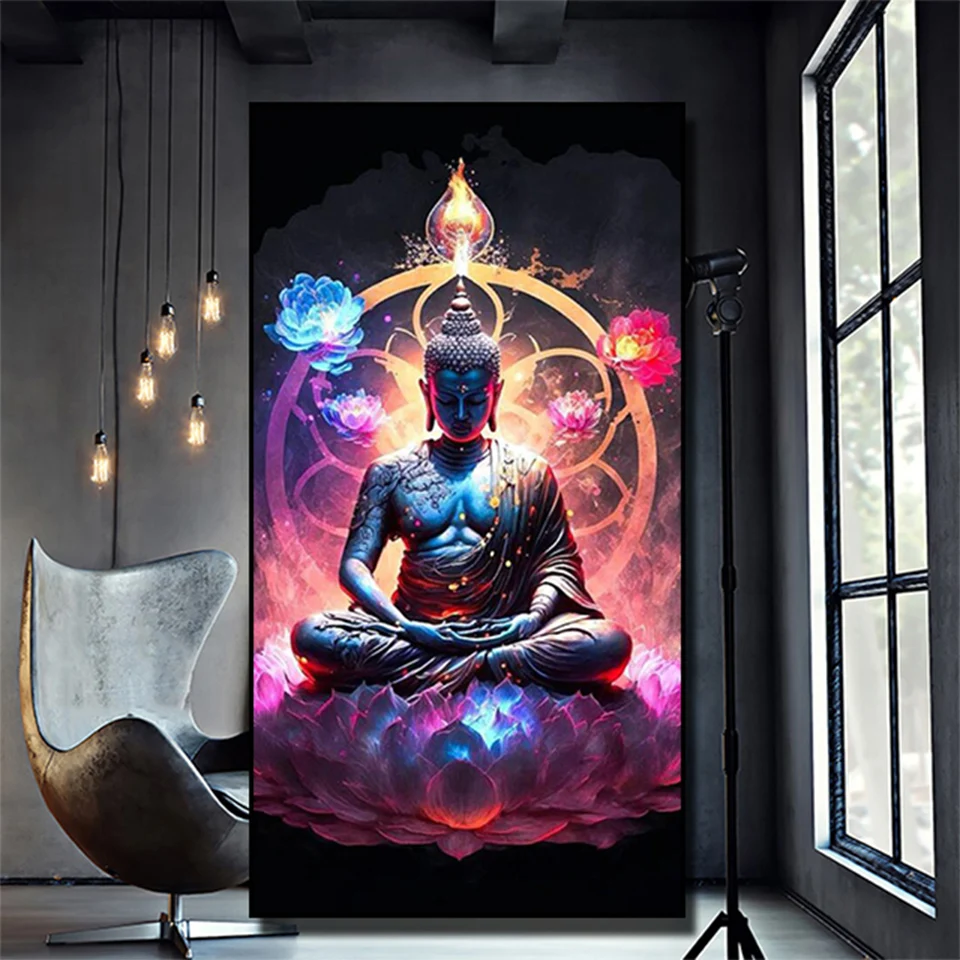 Полноформатная круглая алмазная живопись Будды полная Алмазная мозаика