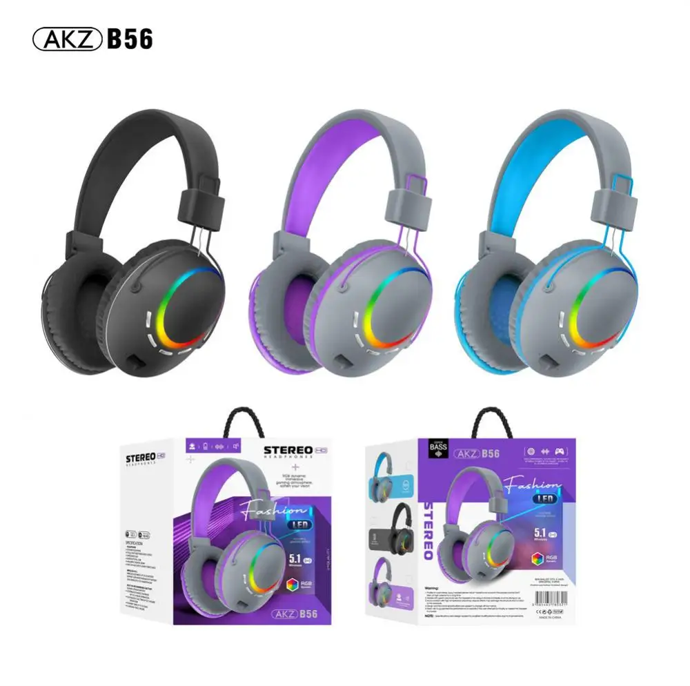 

Earphones With Mic Bluetooth Headset Support Tf Card Rgb Luminous Gaming Headphones Gaming Earbuds Wireless Headphone Over-head