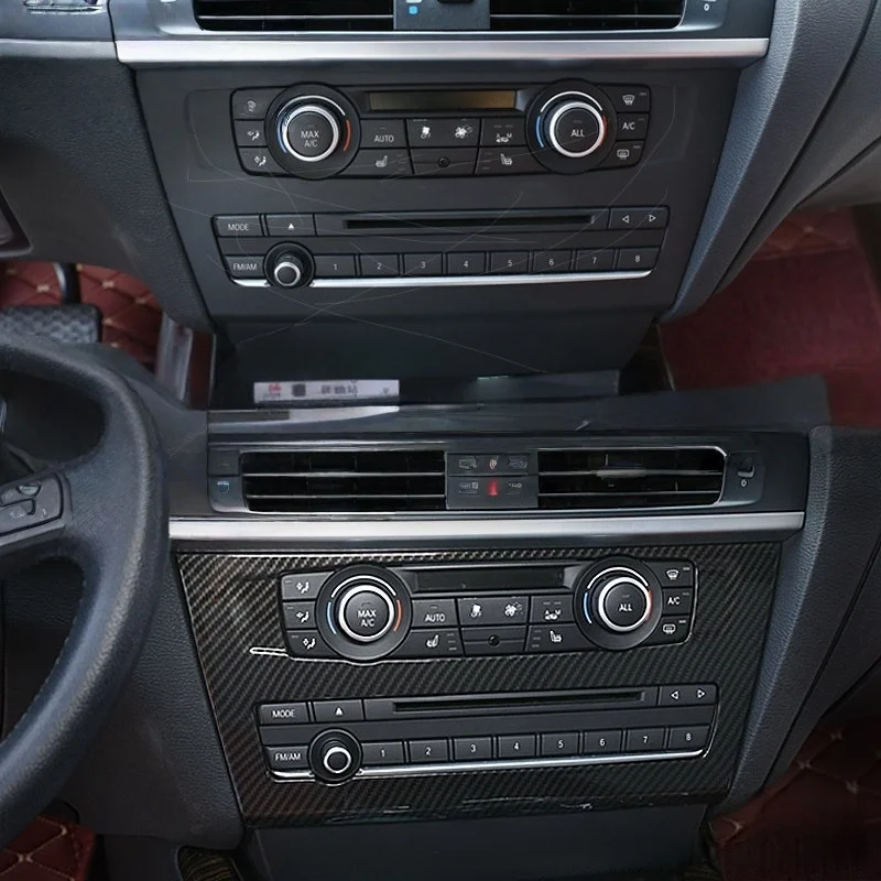 Фото Для BMW X3 F25 10-17 X4 F26 14-18: накладки из карбона на внутреннюю панель управления (КПП, климат-контроль, CD-плеер), дверные поручни и накладки на подлокотники. №5