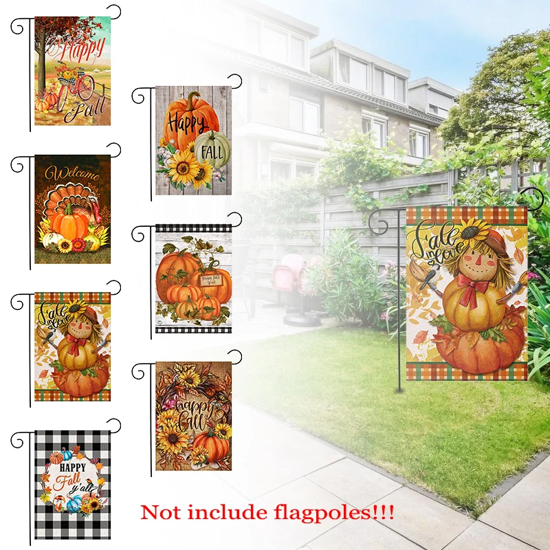 

Happy Fall Garden Flag Autumn Banner Harvest Pumpkin Yard Decoration House Outside 30*45CM（11.81IN*17.71IN）