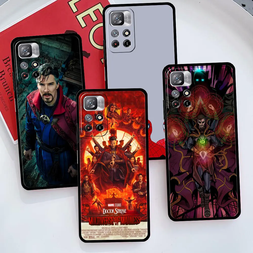 Celular Coque Marvel Spiderman Three Doctor Strange Two For Redmi 8T 9T 9C 11 K40 9S 9 8 10 Pro 9A K50 11T 11S 5G Black