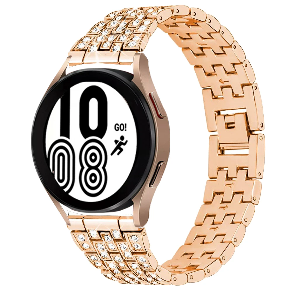 Womens Metal Strap for Samsung Galaxy Watch 4 Classic 46mm 42mm Diamond Band Galaxy Watch active2 44/40mm Stainless Steel Strap