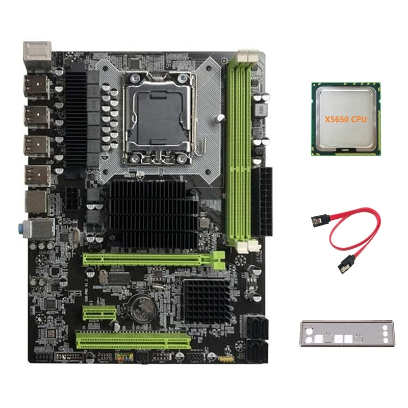 Материнская плата X58 LGA1366 для компьютера поддержка s DDR3 ECC памяти с ЦП X5650 и кабелем