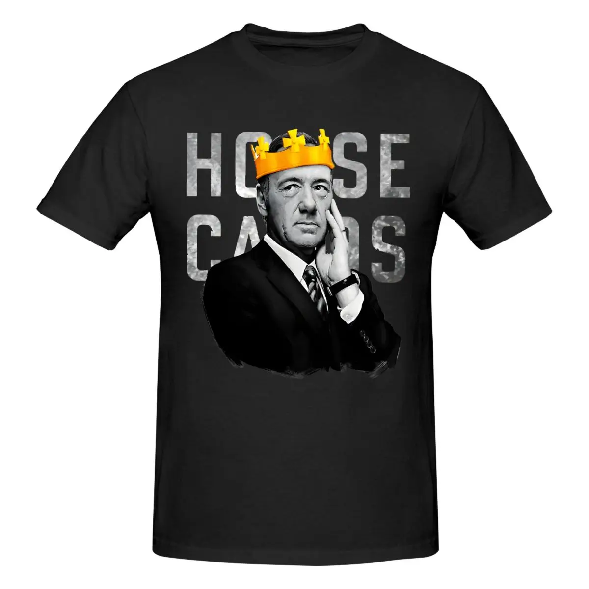 Футболка мужская с круглым вырезом коротким рукавом и надписью House Of Cards