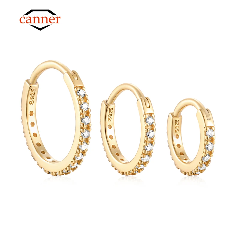 

CANNER 3PCS Moissanite Round Earrings Set S925 Sterling Silver Hoop Earrings For Women Wedding Fine Jewelry Gift Pendientes Aros