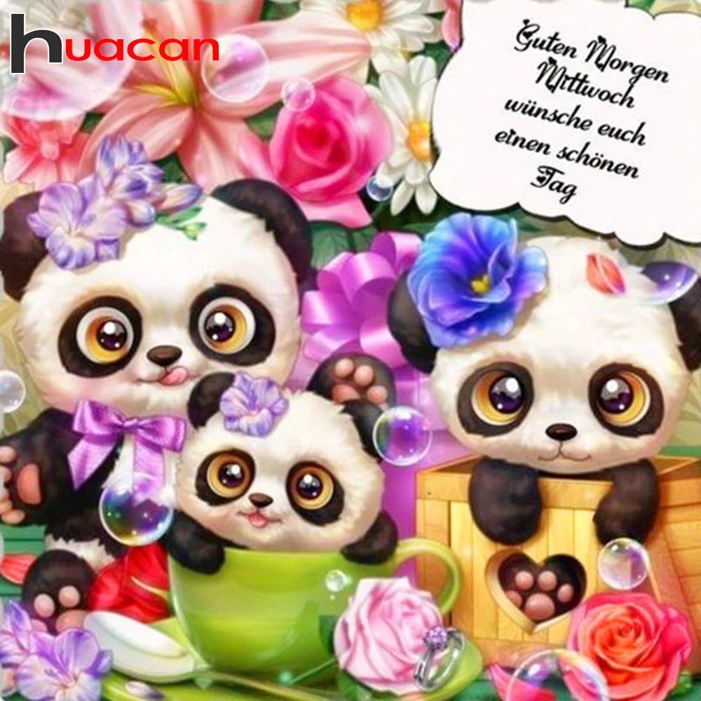 

Алмазная живопись Huacan, картина с животными, полная выкладка, квадратная/Круглая Мозаика, 5d «сделай сам», мультяшное украшение для дома