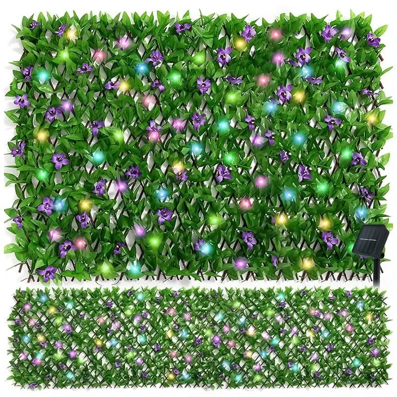 

Artificial Garden Fence Privacy Fence Screen Faux Ivy Leaf Hedges With LED Light Fence Panels For Home Garden Balcony Decoration