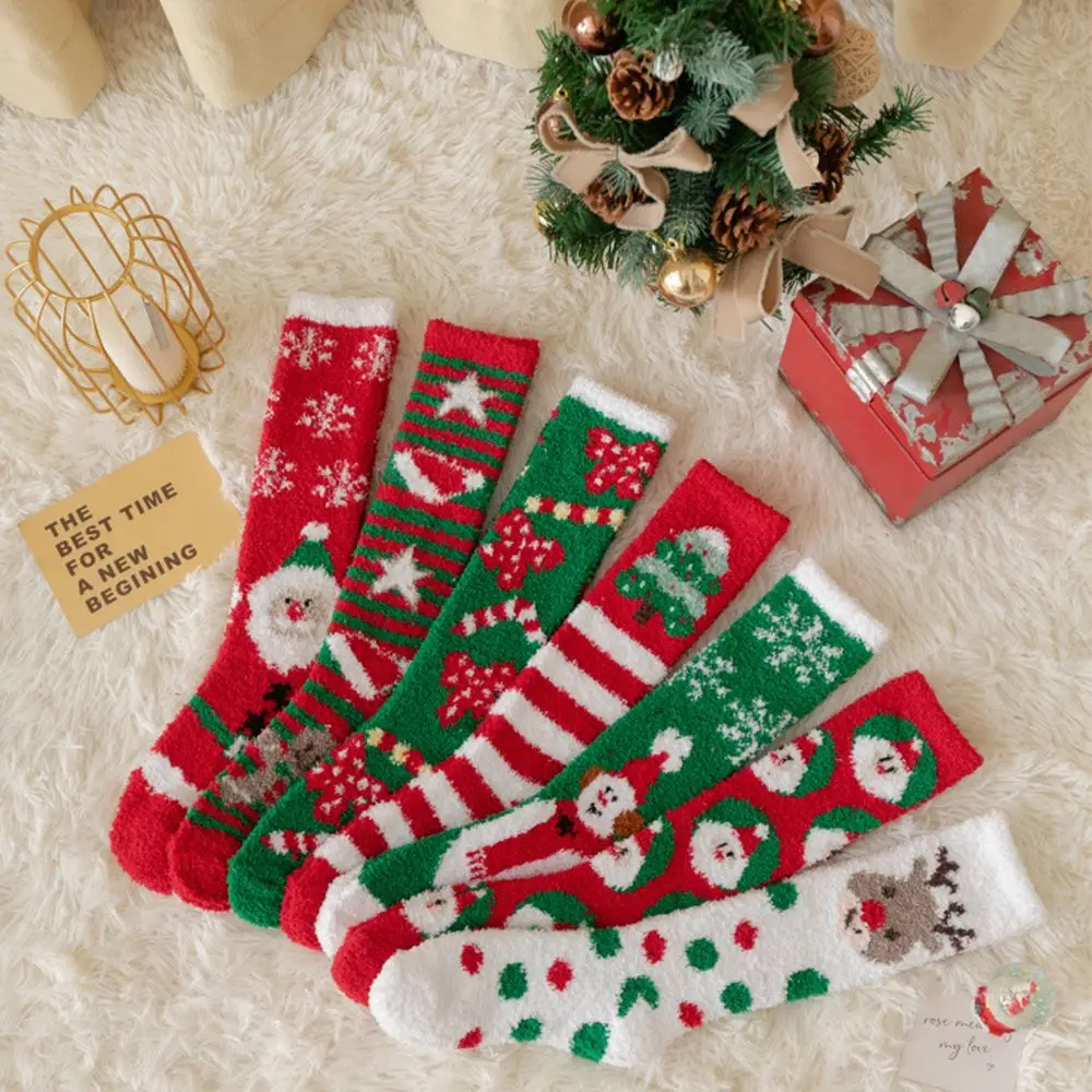 

Флисовые Дышащие длинные носки в Корейском стиле, модные дизайнерские рождественские чулки, носки для домашнего сна, женские Чулочные изделия