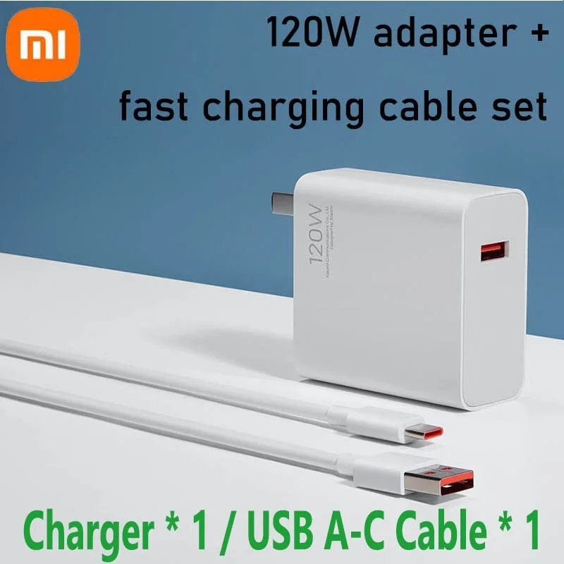 

Original Xiaomi Mi USB-C 120W Charger Type-C 120w charger USB-A Output Ports QC 3.0 Fast Charger (20V = 6A MAX)
