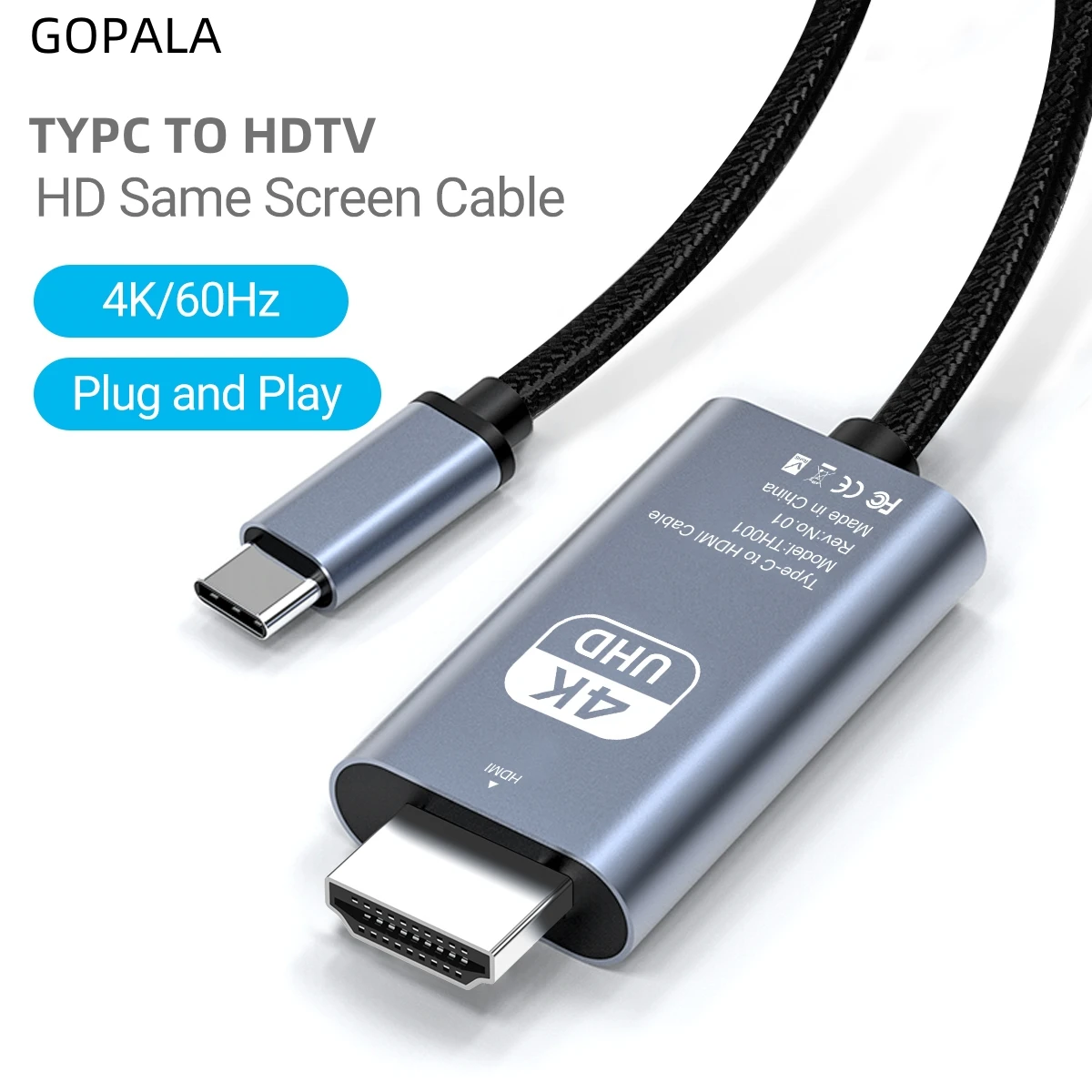 Кабель-переходник с USB C на HDMI 4K 60 Гц
