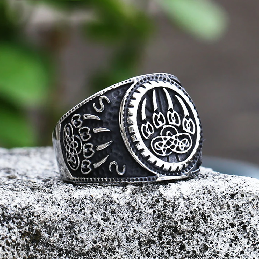 

Vikings Bear Claw Ring Stainless Steel Nordic Odin Versatile Fashion Ring For Men Women Hip Hop Biker Amulet Jewelry Wholesale