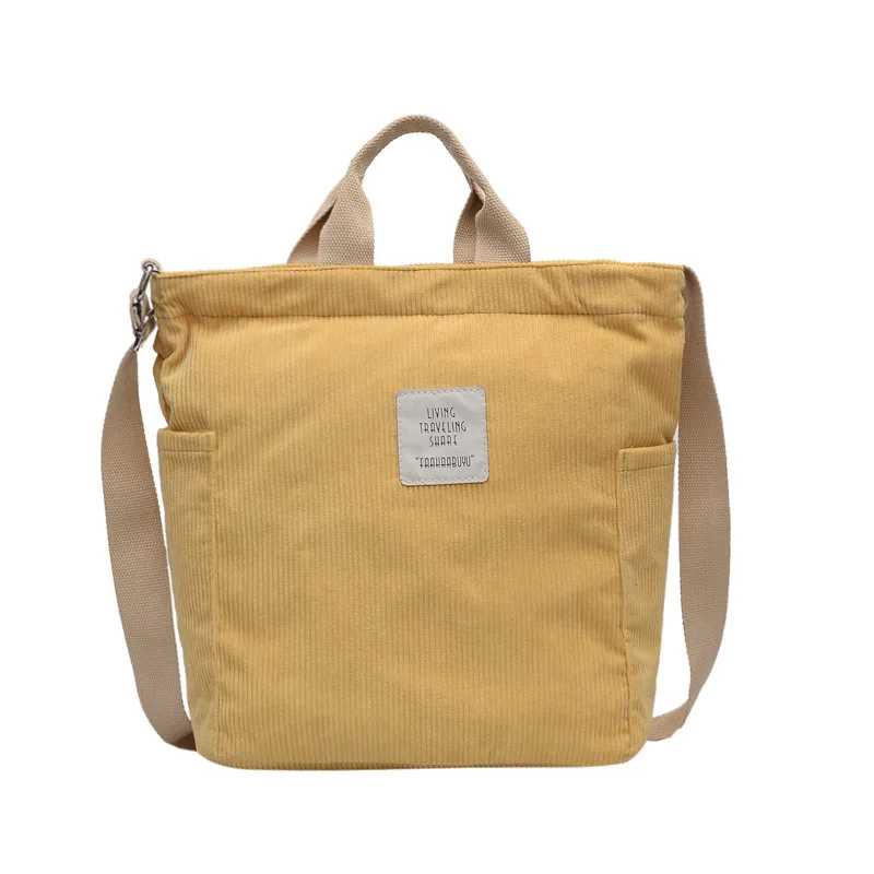 

Women Corduroy Bag Large Shoulder Bags No Lining Cloth Handbag Tote Female Crossbody Messenger Bags Ladies Canvas Zipper Purses