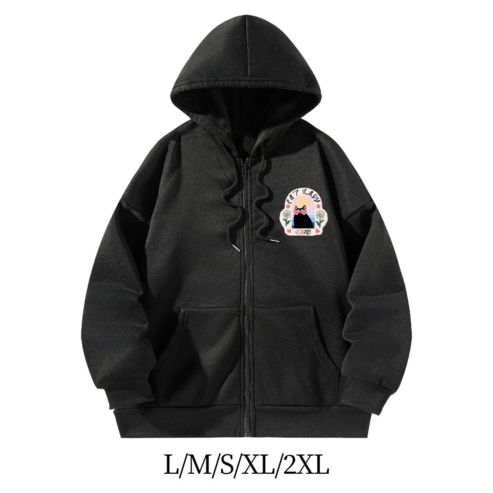 

Men Women Hooded Sweatshirt Zip up Trendy Hoodie for Commuting Winter Fall