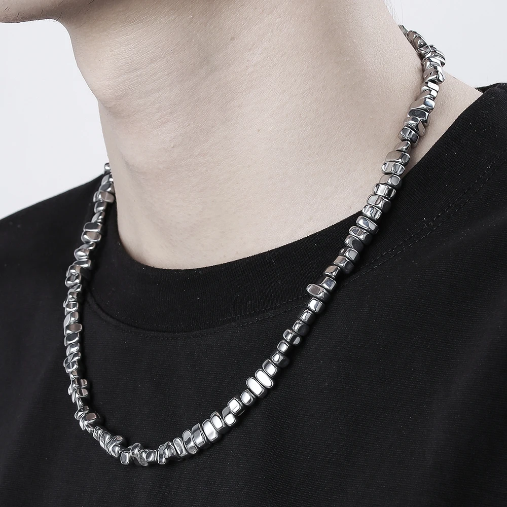 Модное нишевое дизайнерское ожерелье в стиле панк из черного Желчного Камня с