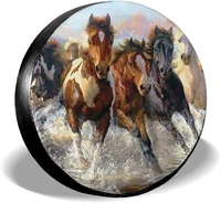 spare tire covers horses waterproof dust proof sun protectors universal wheel cover fit for jeeptrailer rv suv and many vehicle