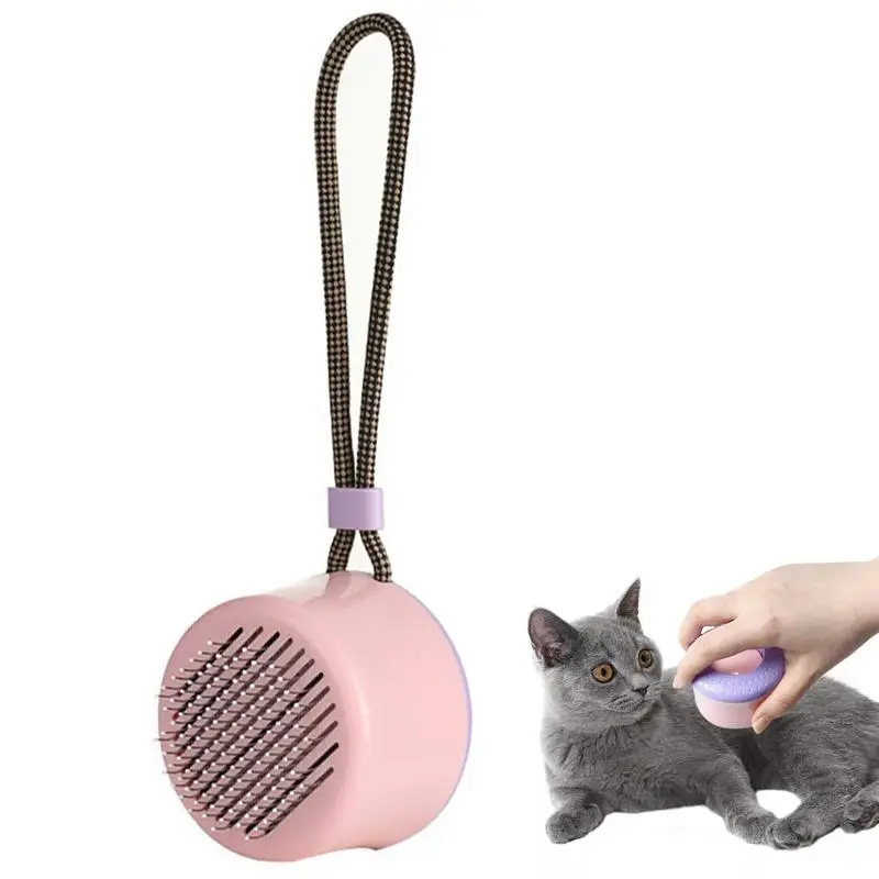 

Круглая расческа для кошек, щетка для груминга кошек с задней кнопкой, для выпадения и ухода за шерстью