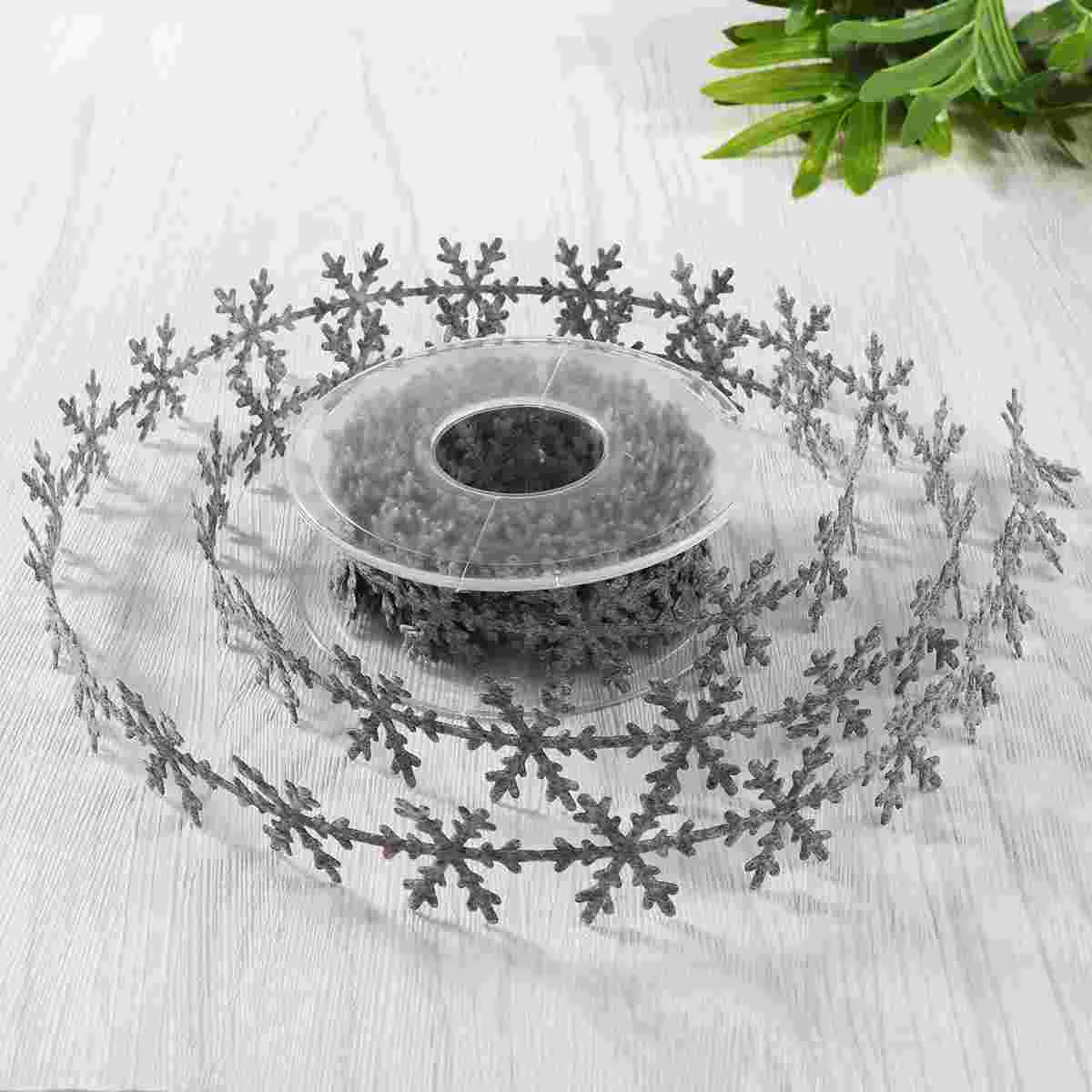 

Ribbon Snowflake Christmas Trim Tree Wrapping Lace Wired Glitter Decorations Decorative Craft Bows Gift
