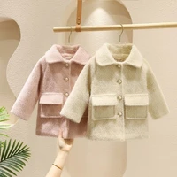 girls woolen coat jacket outwear 2022 retro warm plus thicken spring autumn cotton%c2%a0overcoat teenager tops school childrens clot