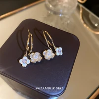 miqiao trendy set auger zircon flower pearl earrings south korean fashion temperament ruili wind design earrings for women