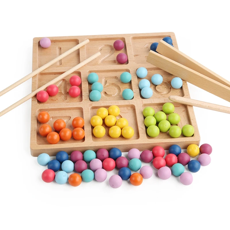 New Kids Sorting Montessori Practicing Digital Numbers Tracing Board Beads Matching Learn Math Game Educational Toys |