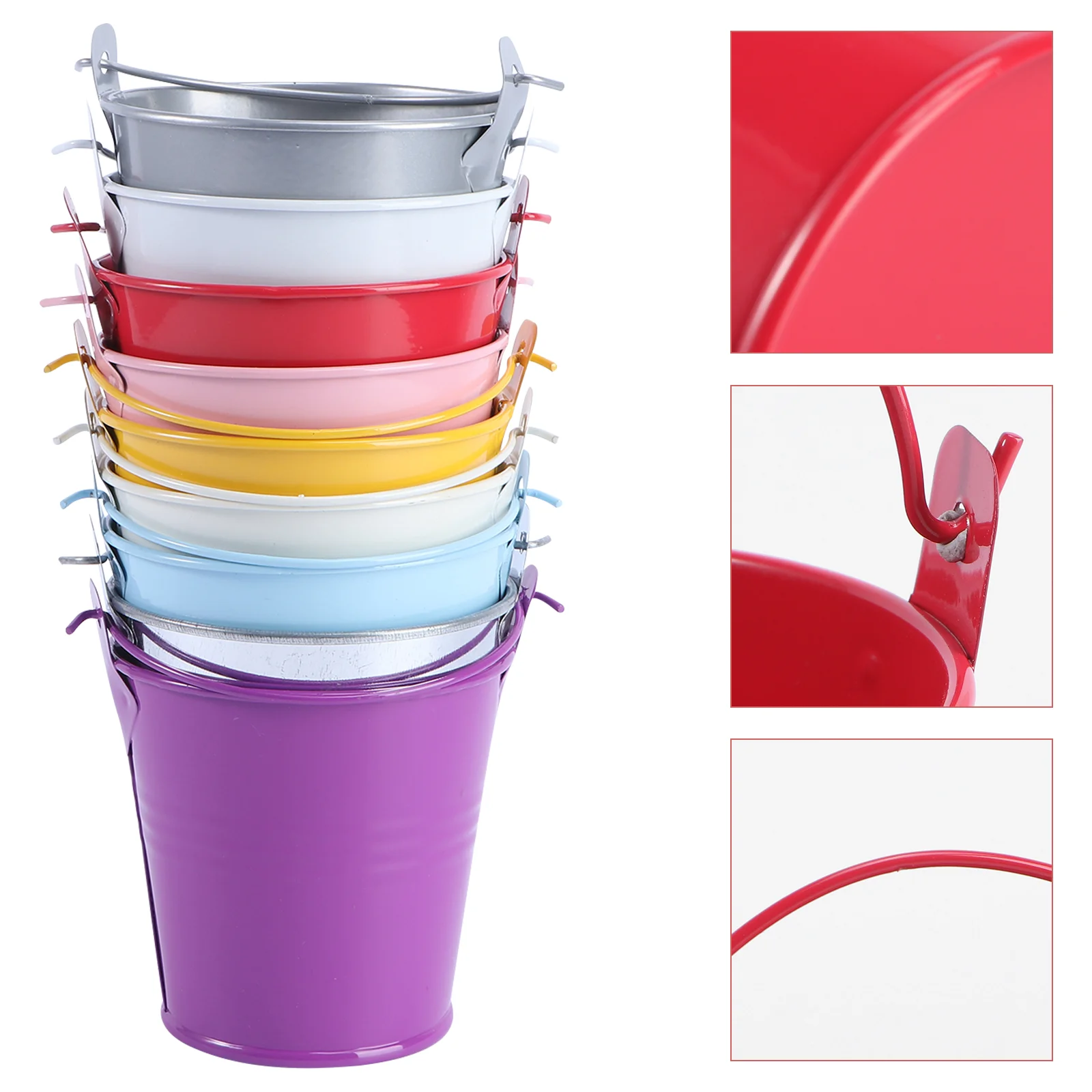 

9PCS Chic Small Bucket Home Creative Tinplate Flowerpot )