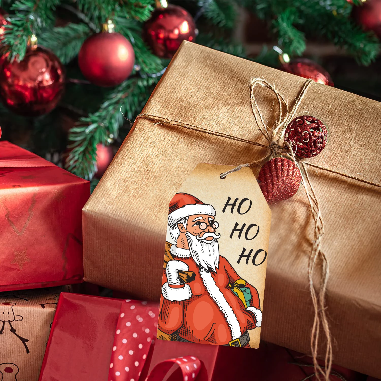 Рождественские крафт-бумажные бирки 60 шт