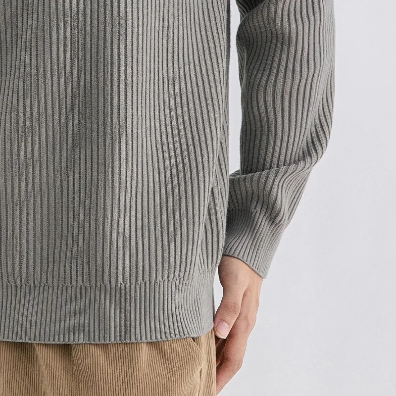 Модный мужской зимний вязаный топ повседневный пуловер с длинными рукавами и