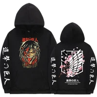 anime man fashion manga printed hoodie unisex loose cotton sweatshirt eren jager attack on titan men women long sleeves hoodies