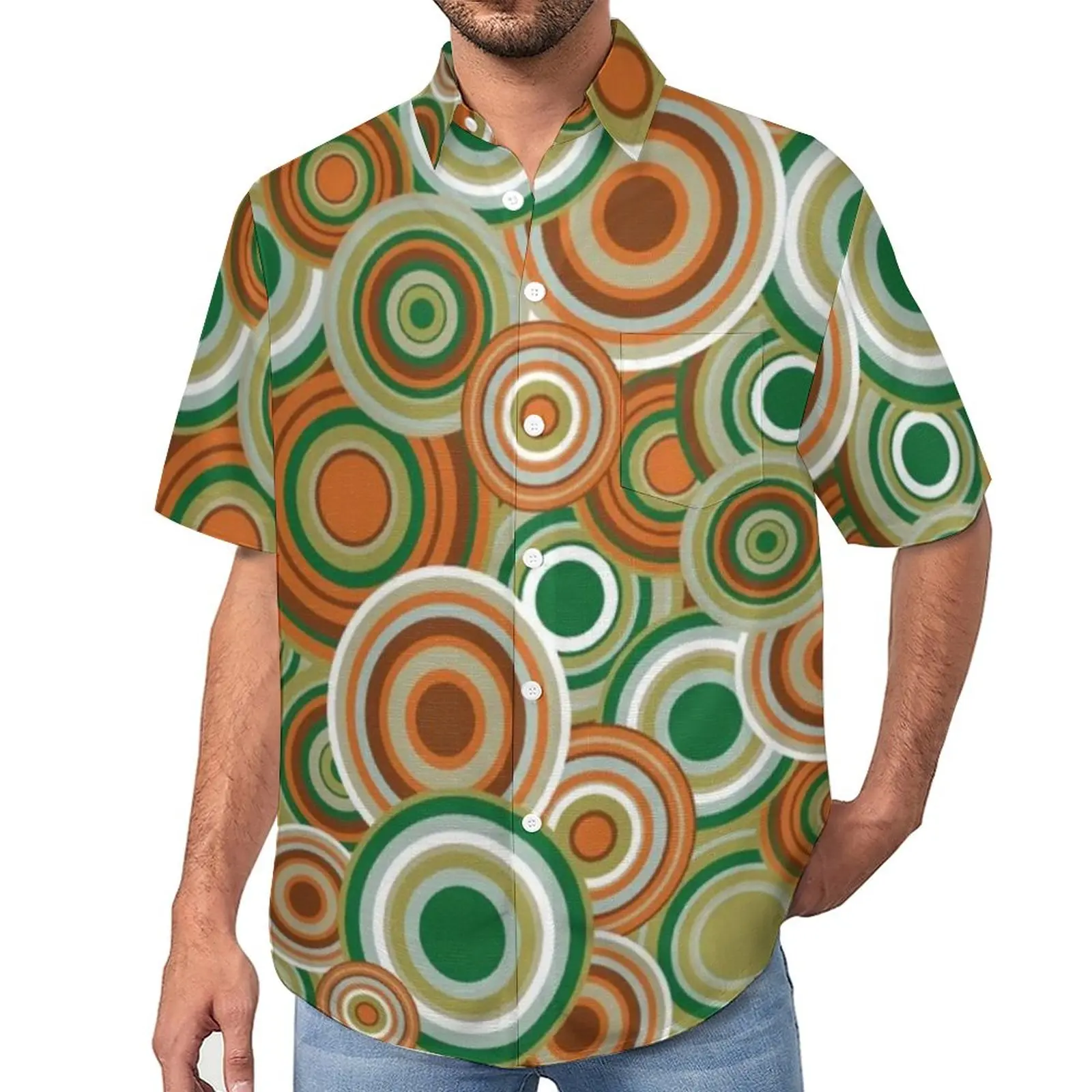 

Рубашка мужская свободная в стиле ретро, Пляжная Повседневная, с психоделическим узором, с круглым вырезом, смешная с коротким рукавом, в стиле ретро, летняя блузка оверсайз