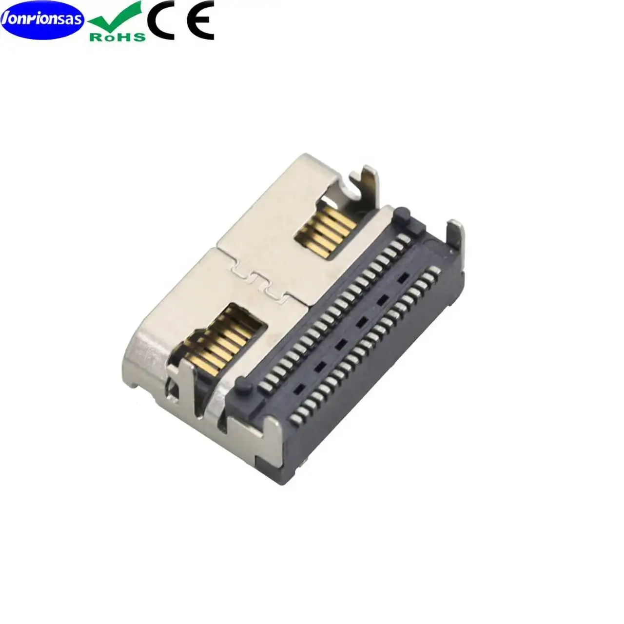 Фото Разъем Oculink PCIe SFF-8612, 42-контактный, горизонтальный, SMT (для поверхностного монтажа), 4-контактный разъем для платы, разъем для жесткого диска 4i №1