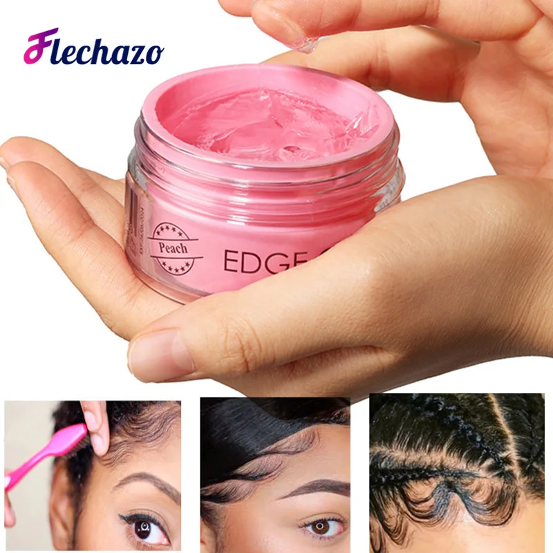 Flechazo Edge Control for Natural 4C Hair, Strong Hold Baby Hair Edge Control Gel With Edge Brush Set, Sweet Smell Edges Control