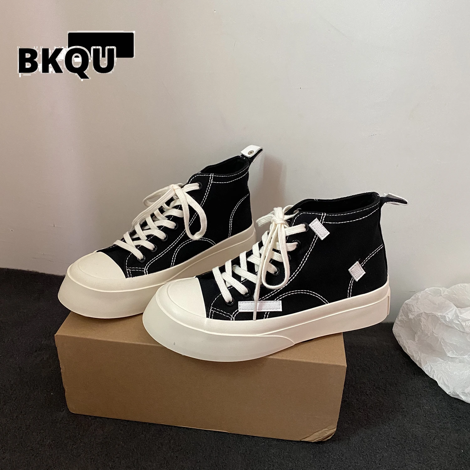 

Модная женская холщовая обувь BKQU, Вулканизированная новая трендовая обувь на платформе, новые удобные кроссовки на толстой подошве, женска...