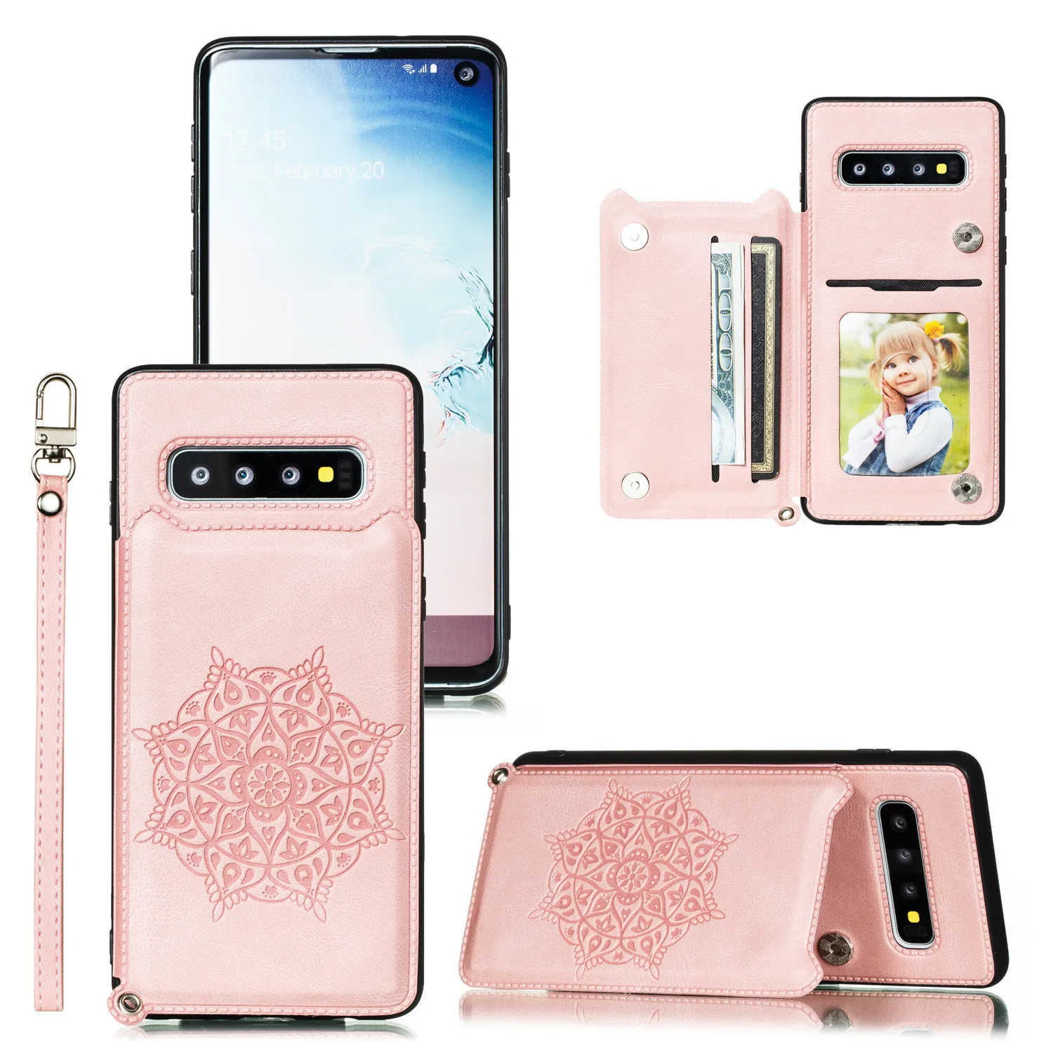 

Mandala Luxury Leather Flip Case For Samsung Galaxy s10 s10plus Card Slots Flip Cover For Samsung Galaxy s10E Wallet Cover Bag