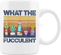 what the fucculent retro vintage cactus succulent plant gardening ceramic coffee mug cup 11oz