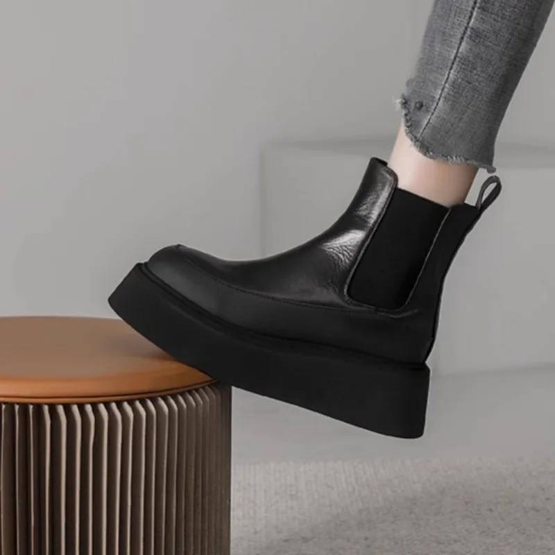 Женские ботильоны Челси на высоком каблуке плоской подошве платформе зимняя