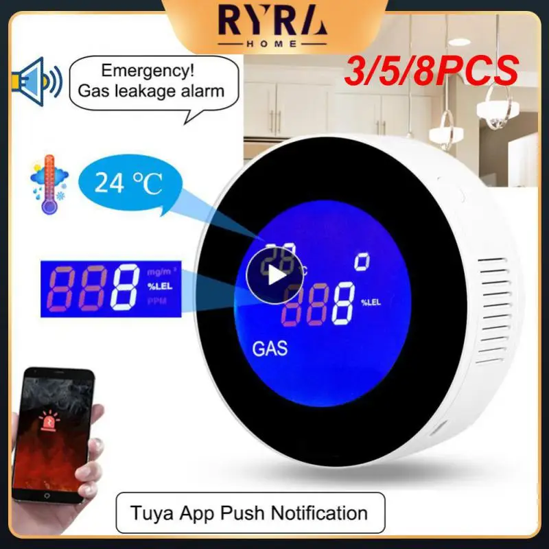 

3/5/8PCS Three Years Of Service Life Natural Gas Leakage Detector Home Kitchen Security Alarm Temperature Display Gas Leakage