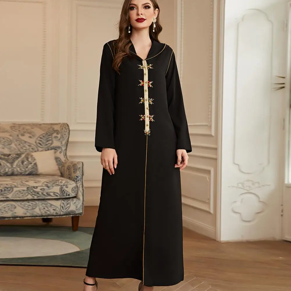 "Eid Mubarak, черные Abayas для женщин, бриллиантовая Турецкая Abaya, Дубайский кафтан Caftan, Марокканское мусульманское платье, мусульманская одежда, Ха..."