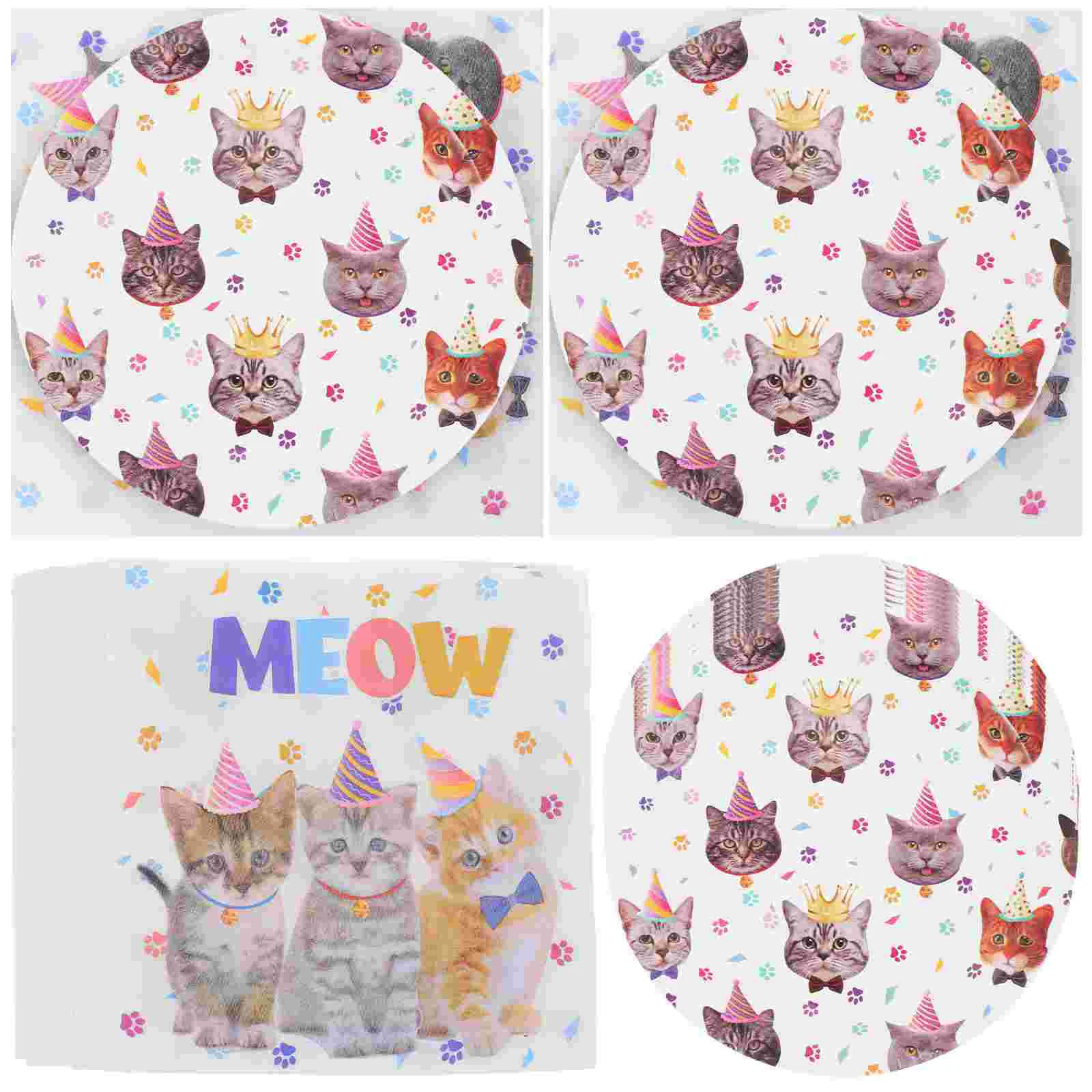 Товары для дня рождения на тему кошки бумажные тарелки украшение котенка посуда +