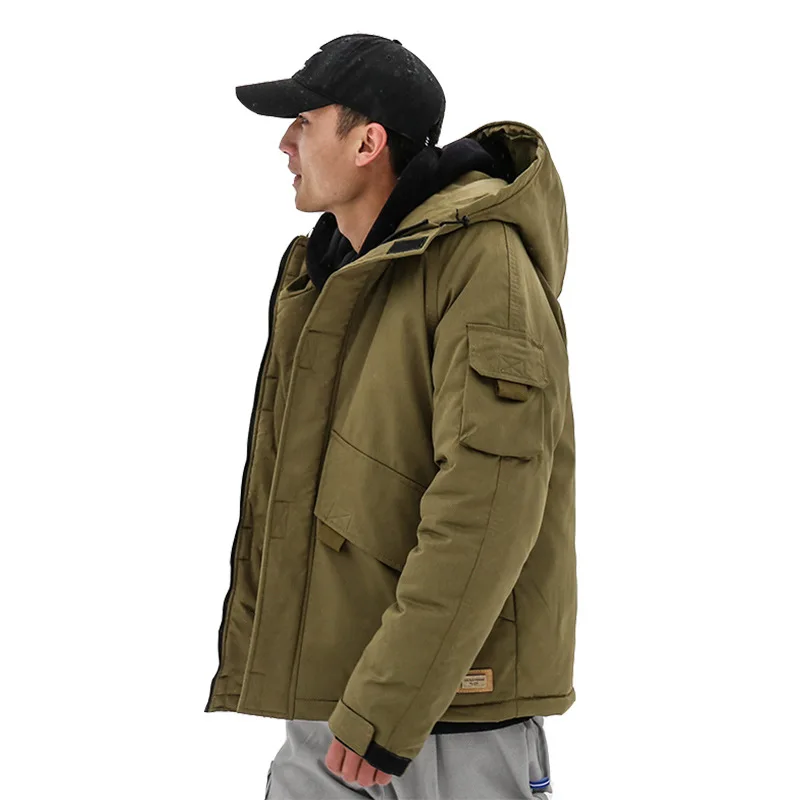 Tooling cotton coat men's winter thickening trend hooded warm cotton suit loose handsome student padded jacket winter coat